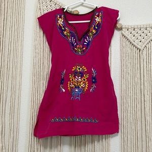 Pink mexican embroidered dress baby